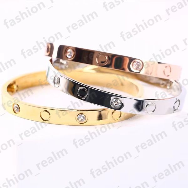 Love Bracelet Designer Jewelry Women Letter Bangles Bracelets com diamante Titanium Steel Screwdriver charm bracelet for men 4CZ Gold Silver wedding gift