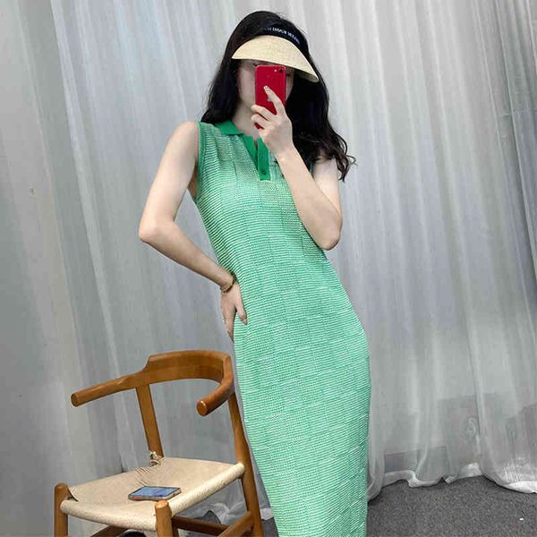

casual dresses early knitted polo lapel dress women's waist straight tube lattice french loose lazy medium length skirt fkaq, Black;gray
