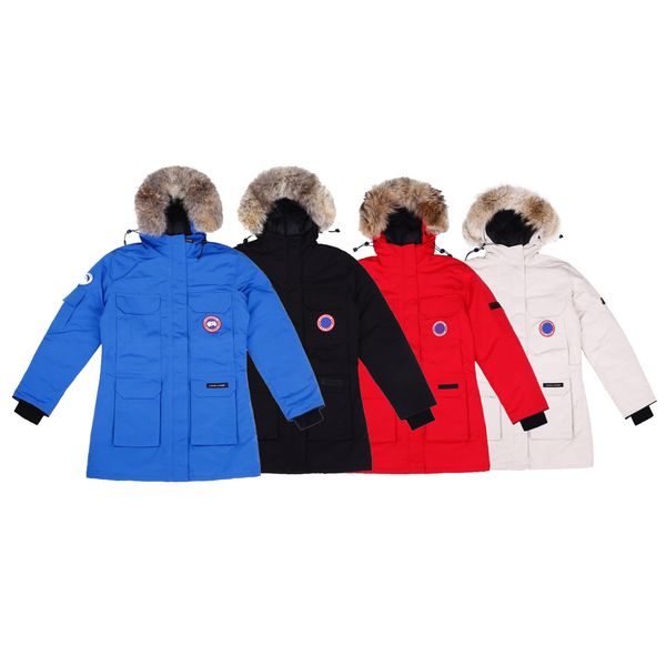 

2022 winter outdoor leisure sports down jacket white duck windproof parker long leather collar cap warm real wolf fur stylish bomber jackets, Black