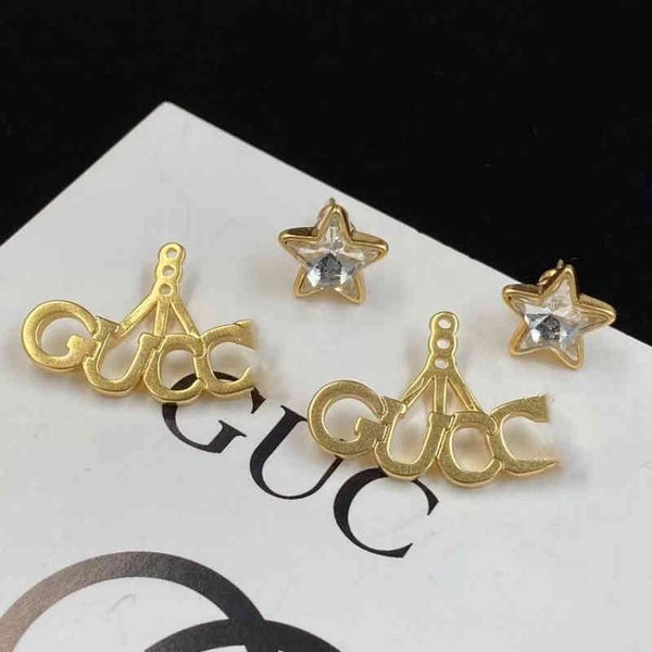 

ancient letter female earrings 2022 luxury brand fashion design versatile ladies jewelry, Golden