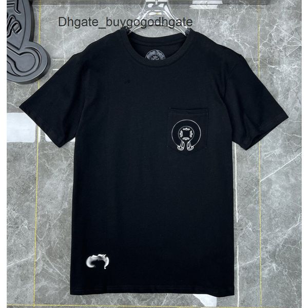 

ch mens luxury t shirts horseshoe flower tees brand man summer cross t-shirts sanskrit letter designer tshirts fashion boy hip hop sweater w, White;black