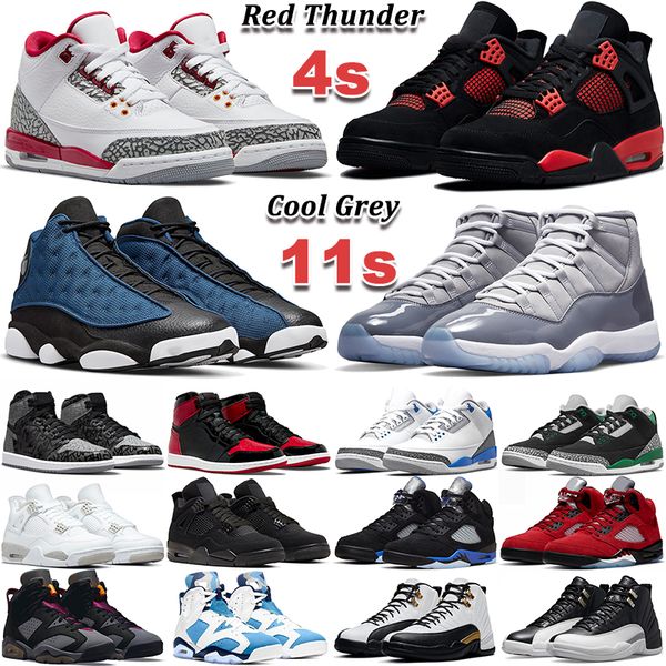 

men basketball shoes 1s bred patent pine green 4s cardinal red thunder 5s moonlight 6s unc 11s cool grey 12s playoffs 13s brave blue women t, White;red