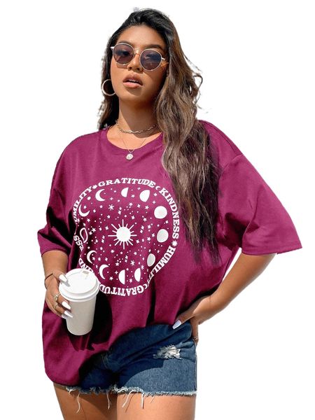 

plus galaxy & letter graphic oversized tee 04cc#, Black