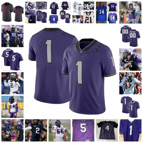 NCAA Custom TCU Horned Frogs genähtes Fußballtrikot 2 Trevone Boykin 21 Dctf Live 0 Marcel Brooks 1 Quentin Johnston Garrett Hayes Shadrach Banks Jaquaze Sorrells