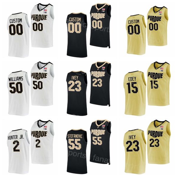 

ncaa college 15 zach edey jersey university purdue boilermakers basketball 50 trevion williams 55 sasha stefanovic 0 mason gillis 2 eric hun, Black