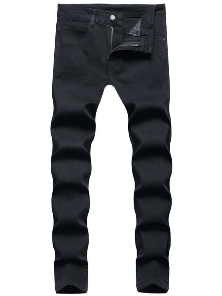 

men solid slant pocket jeans 93pl#, Blue