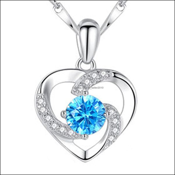 

pendant necklaces romantic heart necklace couple zircon clavicle chains accessories birthday gift drop delivery 2021 jewe dhseller2010 dhpi0, Silver