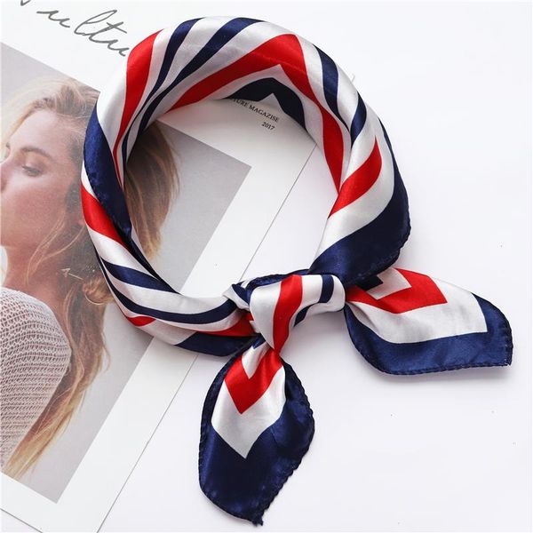 

women scarf lady wraps elegant floral dot spring summer silk scarves square head neck hair tie band neckerchief skinny, Blue;gray