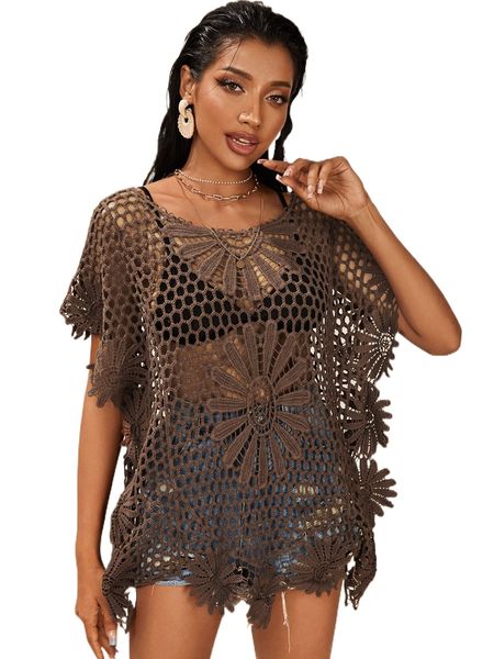 

hollow out dolman sleeve cover up without bra 77zs#, White;black