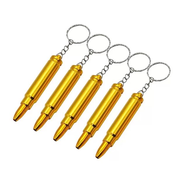 Mini Funky Bullet Metal Metal Gold Tubacco Tobacco Filtro com a chave de pistola da pistola da corrente da corrente da corrente LK001147