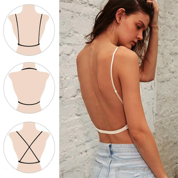 

3 styles bra women beauty back wireless underwear u-shape big backless lingerie bralette soutien gorge, Red;black