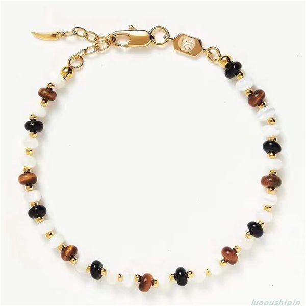 Catena di design di nicchia naturale madre-pearl gemstone retrò braccialetto nero black onyx tigre eye blogger con gli stessi gioielli