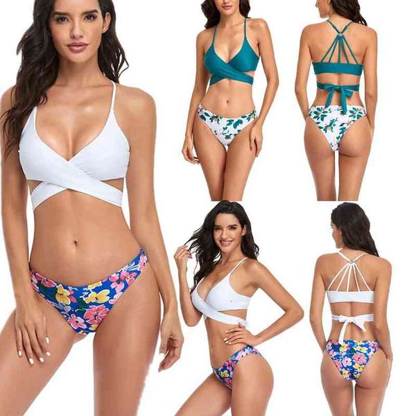

set designer women' swimwear bikini split printed bikini beach back swimsuit, Red;black