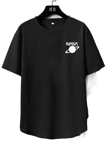 

men letter & planet print tee 97o5#, White;black