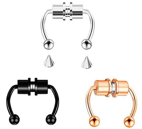 Magneco Fake piercing nariz anel de liga nariz de piercing arco de septo anéis para homens jóias de mulheres 5 cores por atacado