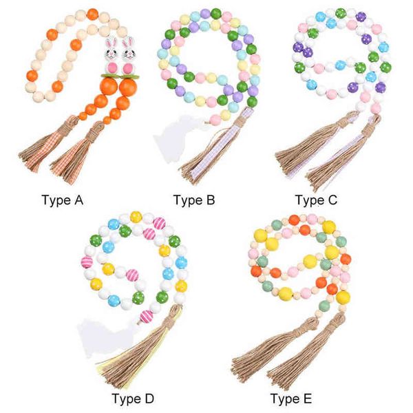 

dhl nordic easter wood bead garland with tassels farmhouse beads rustic country decor kid room wall hanging ornament home decor