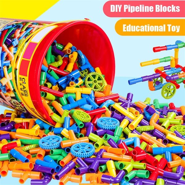 38 306 Stück pädagogische DIY-Wasserrohr-Bausteine zum Zusammenbau von Pipeline-Tunneln, Kunststoff-Spielzeug für Kinder, Geschenke 220715