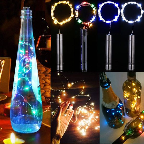Corde confezione da 1/3/6 15 LED / 20 LED 4 colori bottiglia di vino sughero luce fata filo di rame stringa di luci per la lampada decorativa regalo di San Valentino