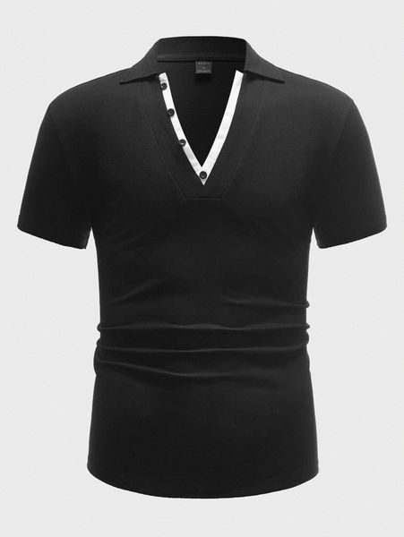 

men button front polo shirt 94lp#, White;black