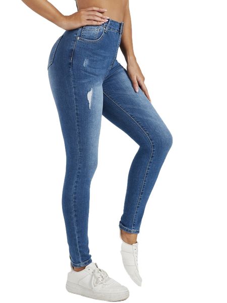 

high waisted ripped skinny jeans g7xv#, Blue