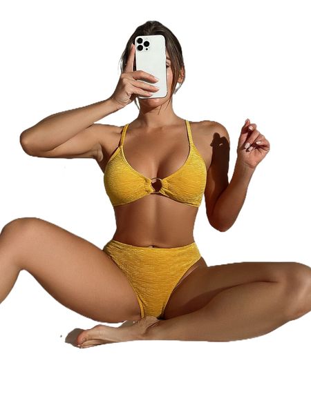 

velvet ring linked bikini swimsuit v4ns#, White;black