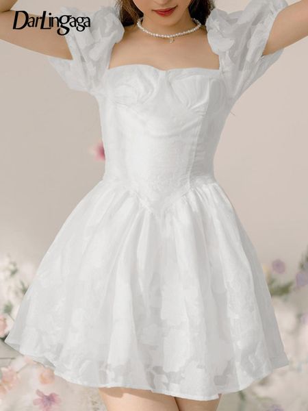 

darlingaga chic square collar white jacquard corset party dress female fashion elegant ball gown summer dress harajuku clothing, Black;gray