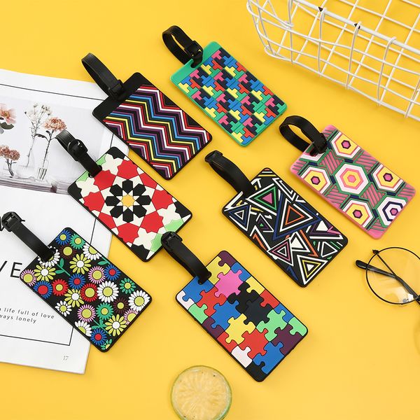 

travel accessories suitcase luggage tags cute cartoon luggage label silicon plastic suitcase id address holder bus card cover