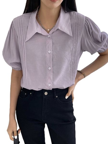 

dazy press crease detail puff sleeve blouse y6ri#, White
