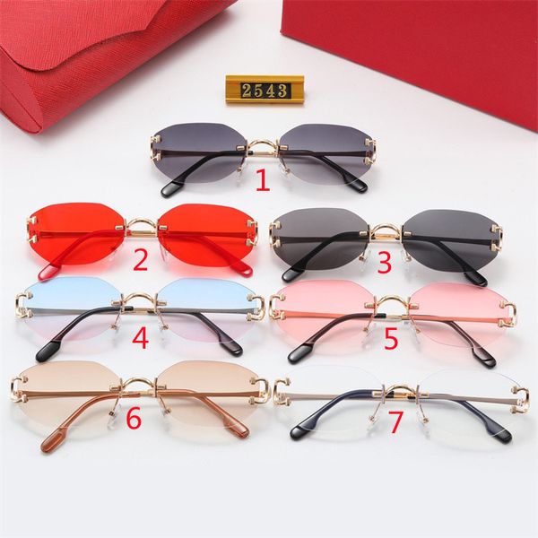 

Women designer Sunglasses Rimless fashion luxury Sunglass uv400 squre beach sun glasses rectangular gafas Lunettes de soleil high quality 7colors clear