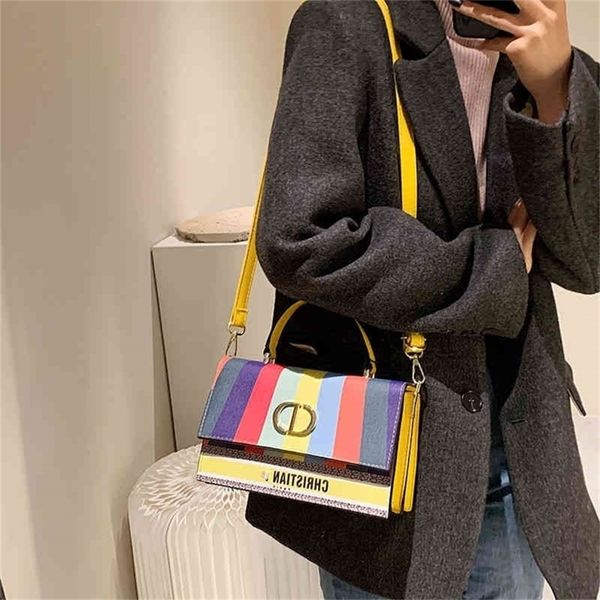 

56% off 2022 trend fashion design bags small square hand graffiti painted rainbow