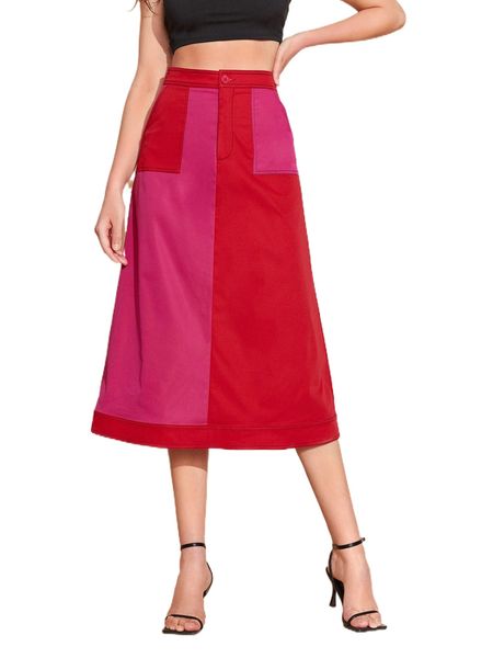 

x sheree toh high waist two tone skirt f78j#, Black