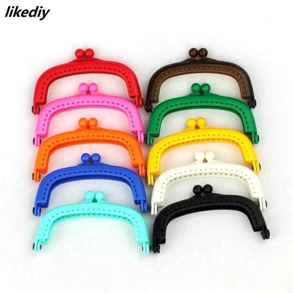 

10 pcslot 85 cm candy color arc resin plastic purse frame with hole kiss clasp lock diy bag accessories 220713, Black