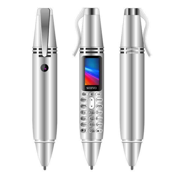 Entsperrtes K07 0,96 -Zoll Tiny Screen Pen Mini Mobiltelefon Dual SIM -Karte Bluetooth -Dialer -Handy mit Taschenlampenaufzeichnungsstiften für Smartphones