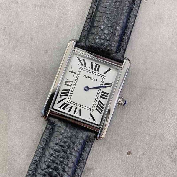 

luxury formal watch santos classic wrist watches tank watch female ing light luxury rectangular simple imported movement leather waterproofu, Slivery;golden