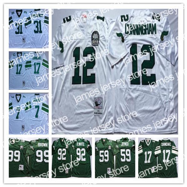 

james ncaa vintage jersey randall cunningham harold carmichael seth joyner reggie montgomery white green stitched football jerseys men, Black