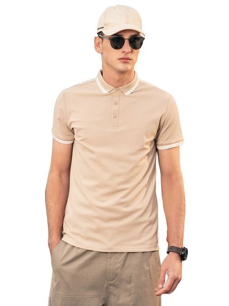 

men contrast trim polo shirt 92rj#, White;black