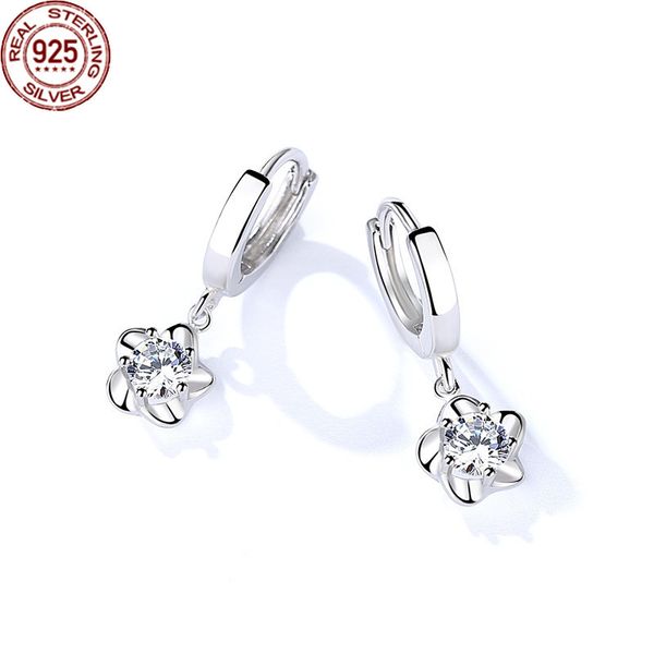 

new arrival flower earrings charms women s 925 sterling silver celebrity temperament micro set zircon girlfriends gift for christmas, Golden