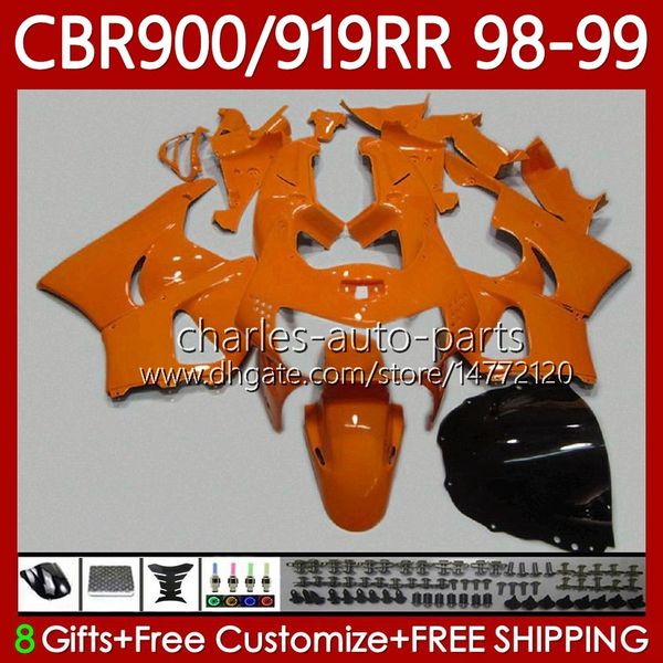 Corpo OEM per HONDA CBR900RR CBR919RR CBR 919RR 900RR 98 99 Carrozzeria arancione chiaro 127No.159 CBR919 CBR900 RR CBR 900 919 RR CC 1998 1999 900CC 919CC 1998-1999 Kit carenatura