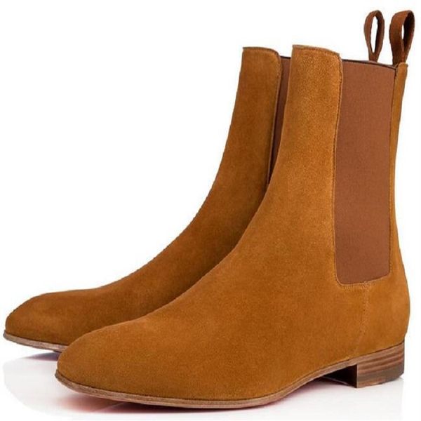 

luxury designer man ankle boots red samson bottom boots black leather elegant men fashion winter booty famous party wedding286m