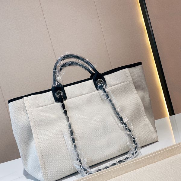 

women's beach canvas bag chain shoulder bags designers woman classic luxury the tote sacoche handbag large capacity shopping bags walle