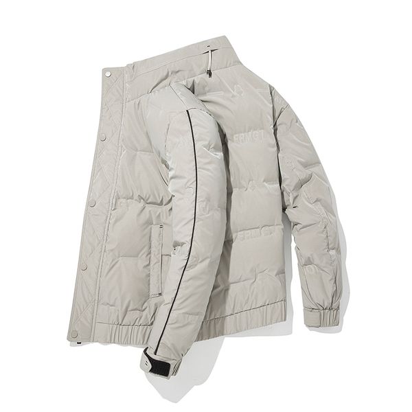 

down mens streetwear regular winter coat loose fashion stand collar, Black