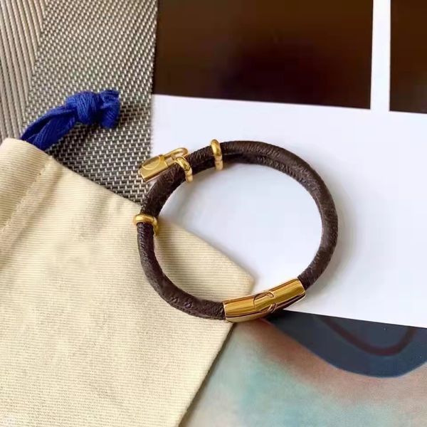 

bangle brand luxury jewelry double leather rope female male designer bracelet high-end elegant fashion gift belt box, Black