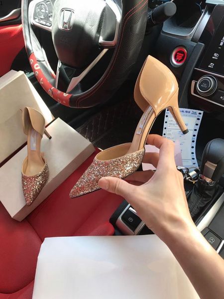 

stylish brand women's lang bing high heels summer sandals ladies strap twinkles crystals party wedding dress pumps pat jimmys choos aop, Black