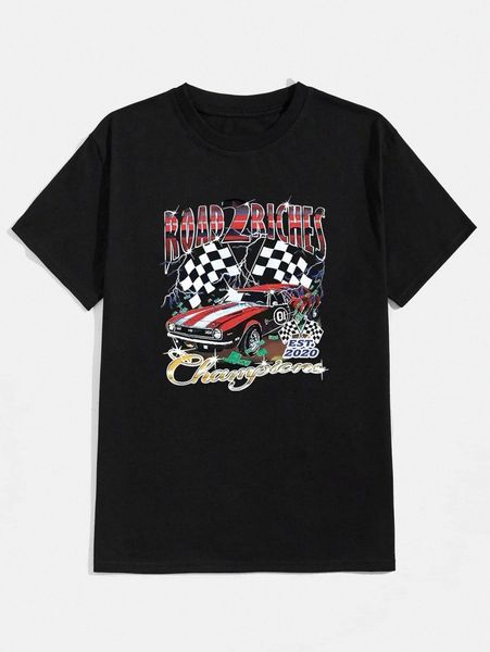 

romwe guys car letter graphic tee d8xd#, White;black