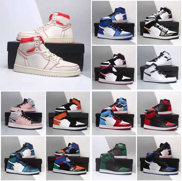 

jumpman mens 1 high og basketball shoes 1s university blue silver royal toe black metallic gold mid smoke grey unc patent men women wwith bo