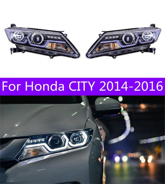 Faro dell'auto per Honda CITY 20 14-20 16 Fari LED DRL Luci di marcia Bi-Xenon Fascio Fendinebbia Angel Eyes Accessori auto