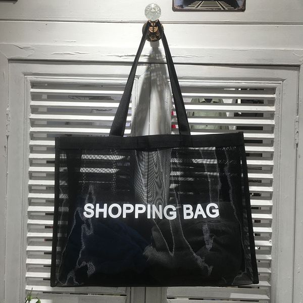 

mesh shopping bag fashion shoulder bags nylon organizer tote case beach mesh bag