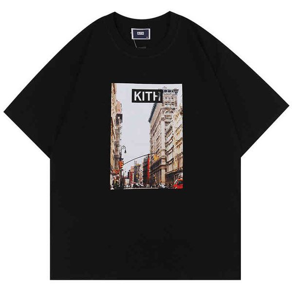 

t shirt kith kith 2022 summer men woman street print retro t shirts white cotton oversized graphic t-shirts couple casual loose clothing, White;black