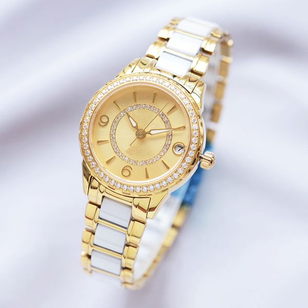 

women watch diamond bezel 33mm automatic mechanical watch for woman fashion wristwatch stainless steel strap montre de luxe business wristwa, Slivery;brown