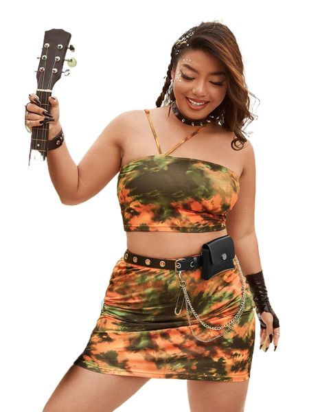 

plus tie dye cami & skirt without bag h3lp#, Black